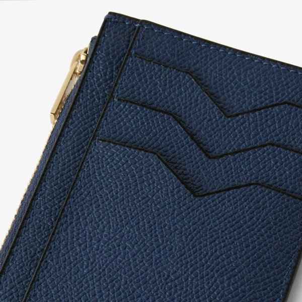 Valextra Card Holder 3CC with Zip in Sapphire Blue | Wallets & Purses | Coveti