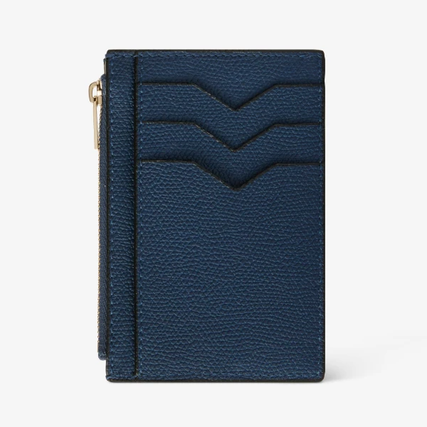 Valextra Card Holder 3CC with Zip in Sapphire Blue | Wallets & Purses | Coveti