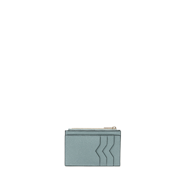 Valextra Card Holder 3CC with Zip in Smokey Blue | Wallets & Purses | Coveti
