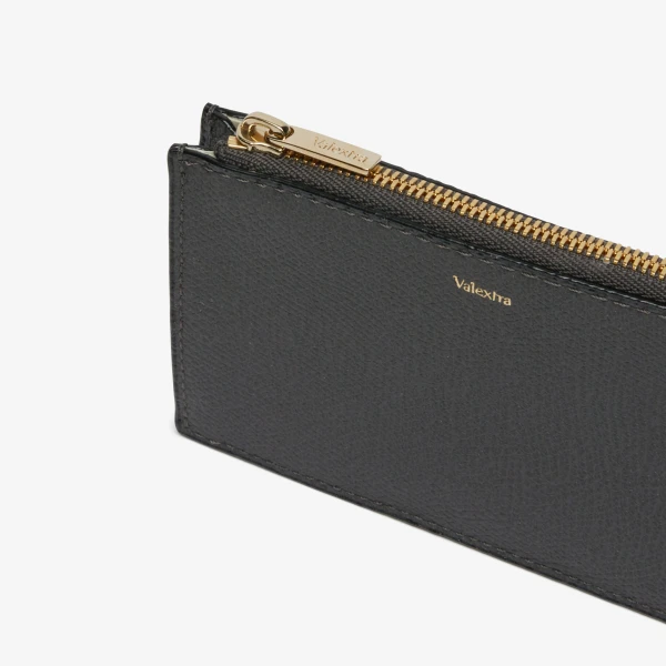 Valextra Card Holder 3CC with Zip in Smokey Grey | Wallets & Purses | Coveti