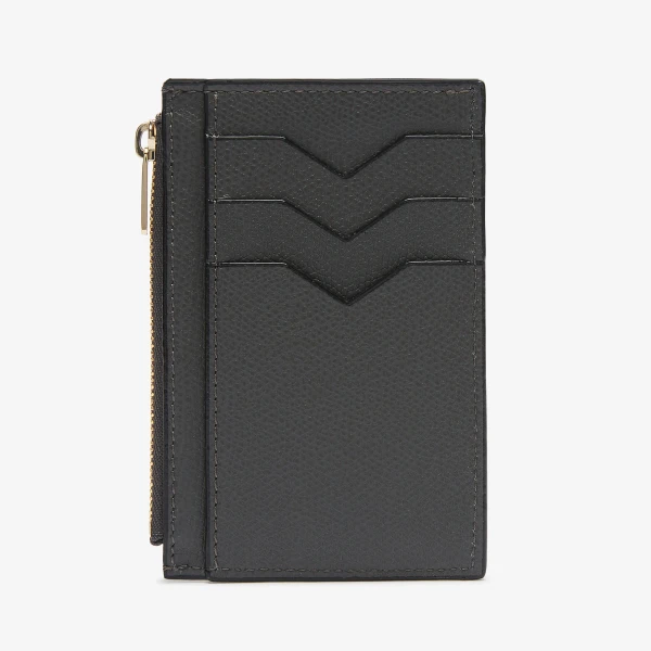 Valextra Card Holder 3CC with Zip in Smokey Grey | Wallets & Purses | Coveti