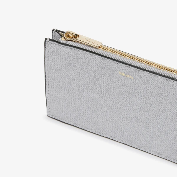 Valextra Card Holder 3CC with Zip in Stone Grey | Wallets & Purses | Coveti