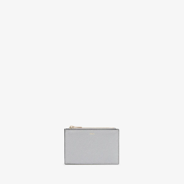 Valextra Card Holder 3CC with Zip in Stone Grey | Wallets & Purses | Coveti