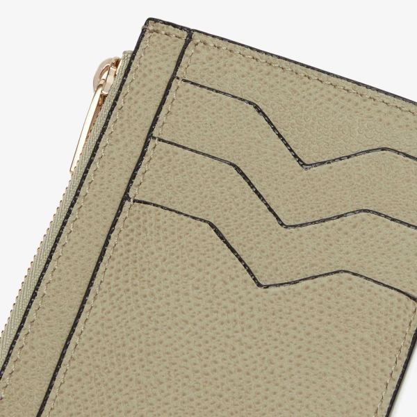 Valextra Card Holder 3CC with Zip in Tundra Green | Wallets & Purses | Coveti