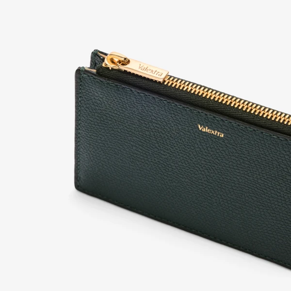 Valextra Card Holder 3CC with Zip in Valextra Green, Millepunte | Wallets & Purses | Coveti