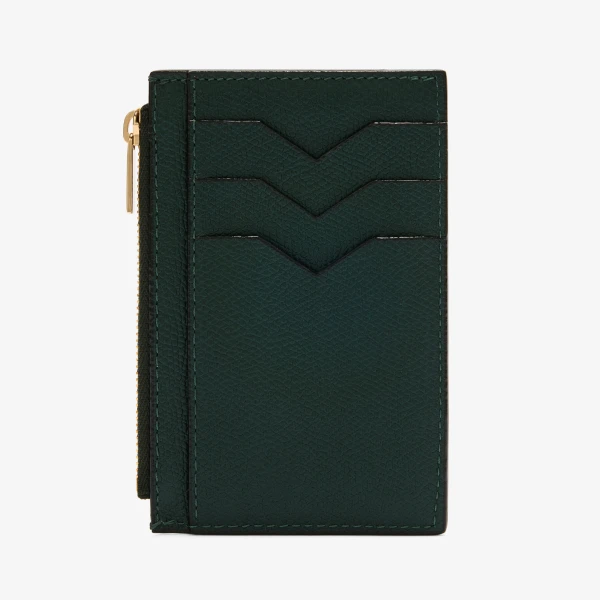 Valextra Card Holder 3CC with Zip in Valextra Green, Millepunte | Wallets & Purses | Coveti