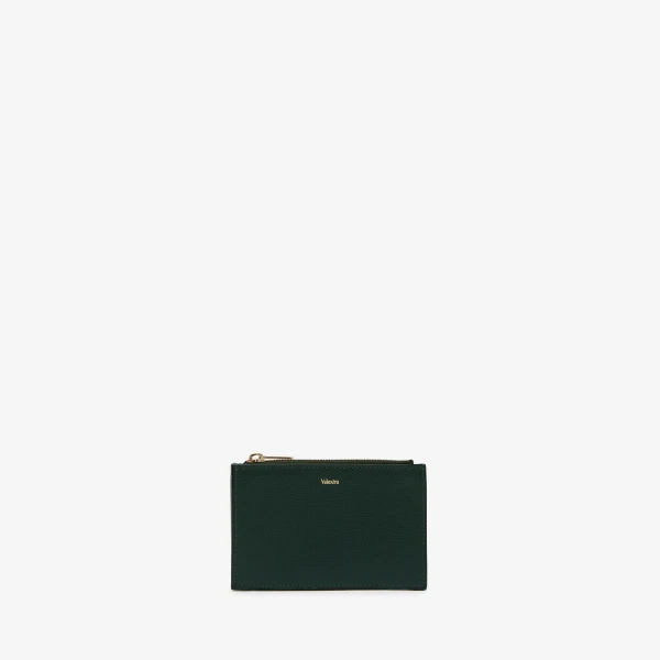 Valextra Card Holder 3CC with Zip in Valextra Green, Pave | Wallets & Purses | Coveti