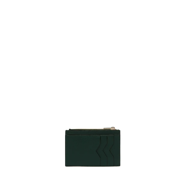Card Holder 3CC with Zip in Valextra Green, Pave