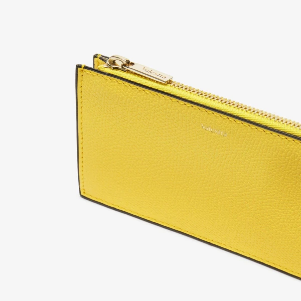 Valextra Card Holder 3CC with Zip in Yellow | Wallets & Purses | Coveti
