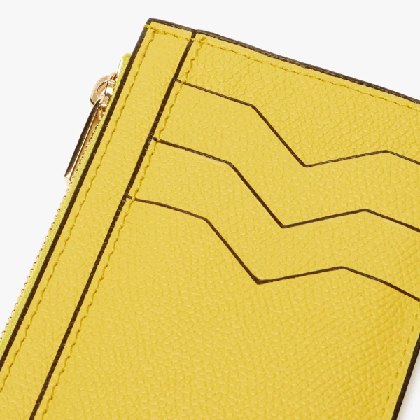 Valextra Card Holder 3CC with Zip in Yellow | Wallets & Purses | Coveti