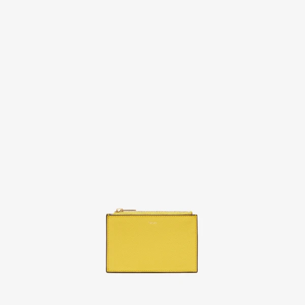 Valextra Card Holder 3CC with Zip in Yellow | Wallets & Purses | Coveti