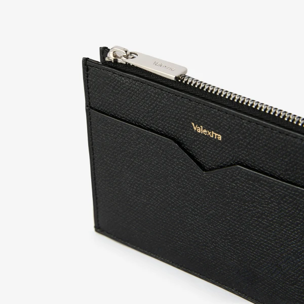 Valextra Card Holder 8CC with Zip in Black | Cases | Coveti