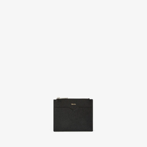 Valextra Card Holder 8CC with Zip in Black | Cases | Coveti