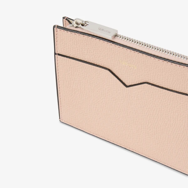 Valextra Card Holder 8CC with Zip in Bonne Mine Pink | Wallets & Purses | Coveti