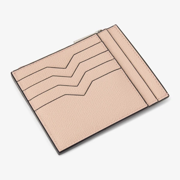 Valextra Card Holder 8CC with Zip in Bonne Mine Pink | Wallets & Purses | Coveti