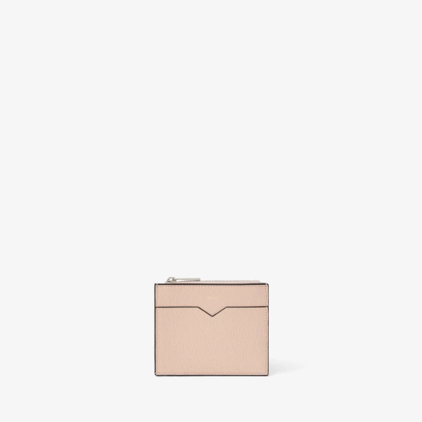 Valextra Card Holder 8CC with Zip in Bonne Mine Pink | Wallets & Purses | Coveti
