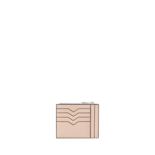 Valextra Card Holder 8CC with Zip in Bonne Mine Pink | Wallets & Purses | Coveti