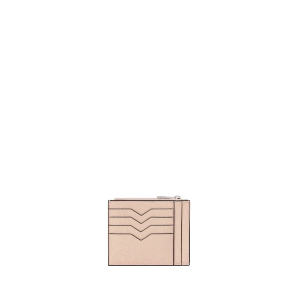 Valextra Card Holder 8CC with Zip in Bonne Mine Pink | Wallets & Purses | Coveti