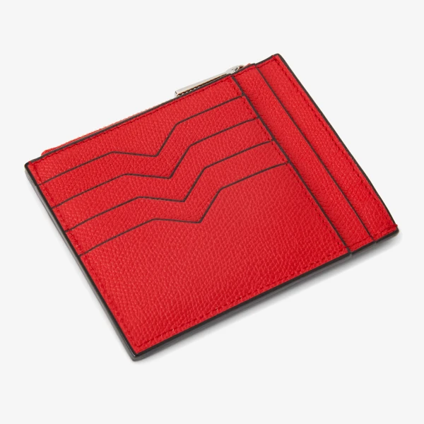 Valextra Card Holder 8CC with Zip in Crimson Red | Wallets & Purses | Coveti