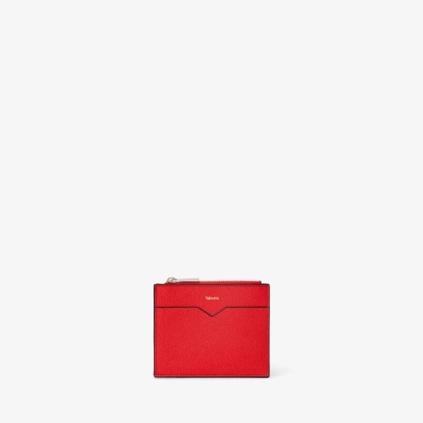 Valextra Card Holder 8CC with Zip in Crimson Red | Wallets & Purses | Coveti