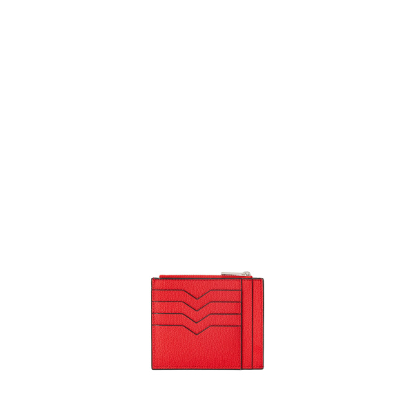 Valextra Card Holder 8CC with Zip in Crimson Red | Wallets & Purses | Coveti