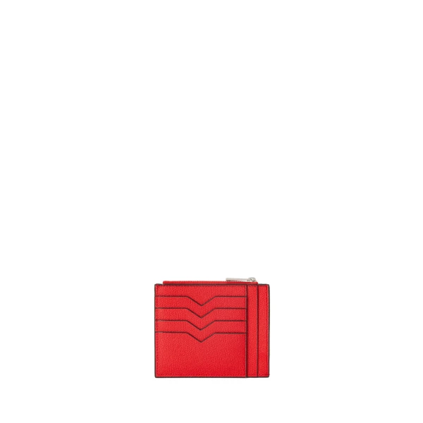 Card Holder 8CC with Zip in Crimson Red