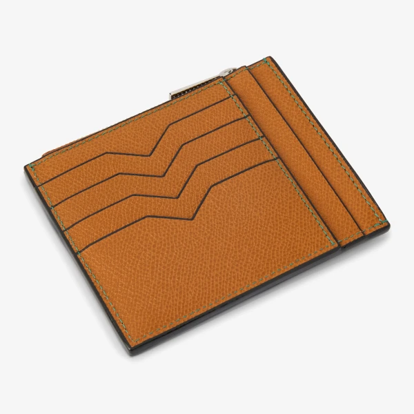 Valextra Card Holder 8CC with Zip in Havana Brown | Cases | Coveti