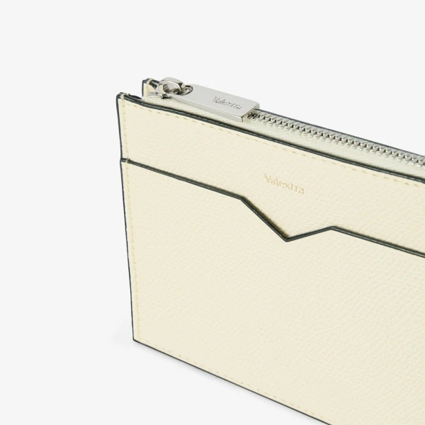 Valextra Card Holder 8CC with Zip in Pergamena White | Wallets & Purses | Coveti
