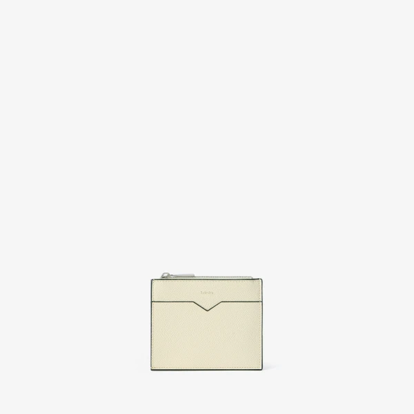 Valextra Card Holder 8CC with Zip in Pergamena White | Wallets & Purses | Coveti