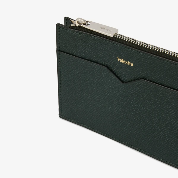 Valextra Card Holder 8CC with Zip in Valextra Green | Wallets & Purses | Coveti
