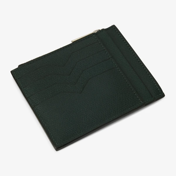 Valextra Card Holder 8CC with Zip in Valextra Green | Wallets & Purses | Coveti