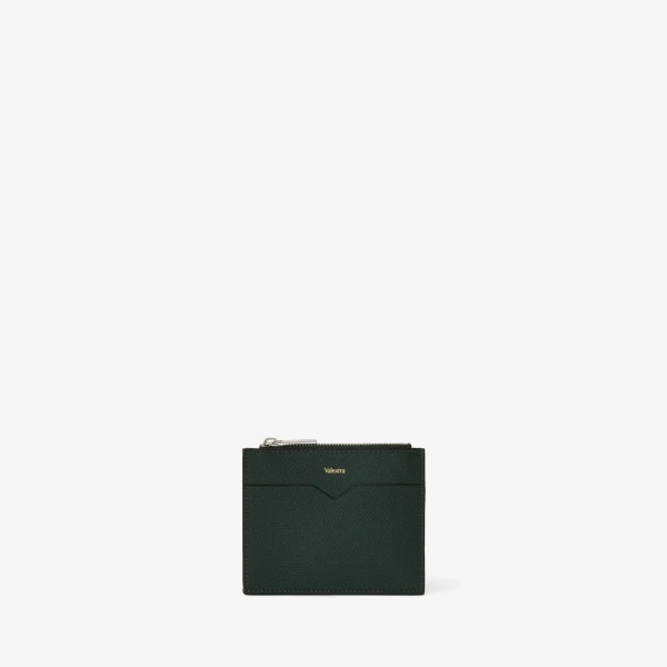 Valextra Card Holder 8CC with Zip in Valextra Green | Wallets & Purses | Coveti