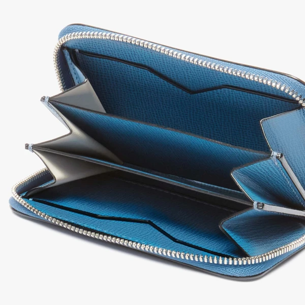 Valextra Card Holder Zip Around in Cobalt Blue | Wallets & Purses | Coveti