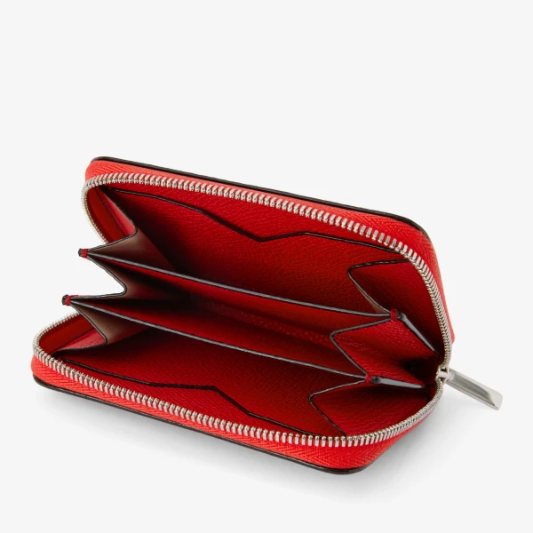 Valextra Card Holder Zip Around in Crimson Red | Wallets & Purses | Coveti