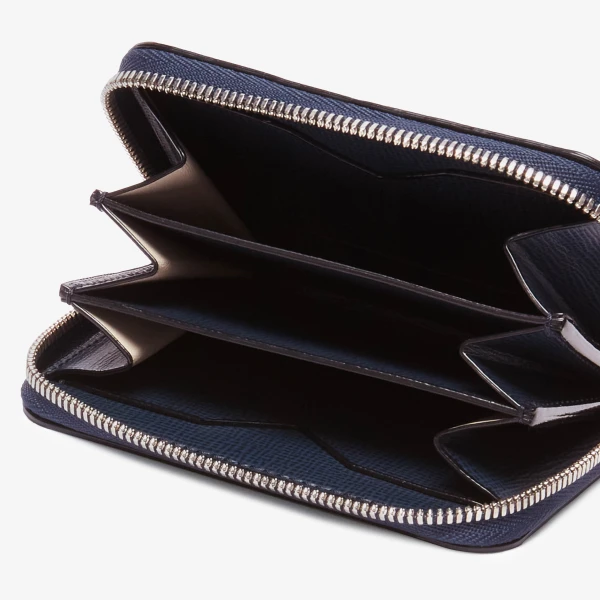 Valextra Card Holder Zip Around in Dark Blue | Wallets & Purses | Coveti