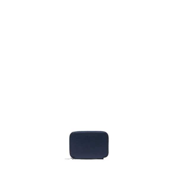 Valextra Card Holder Zip Around in Dark Blue | Wallets & Purses | Coveti