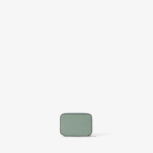Valextra Card Holder Zip Around in Eucalyptus Green | Wallets & Purses | Coveti