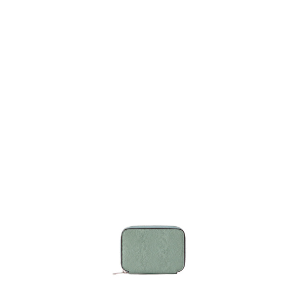 Valextra Card Holder Zip Around in Eucalyptus Green | Wallets & Purses | Coveti