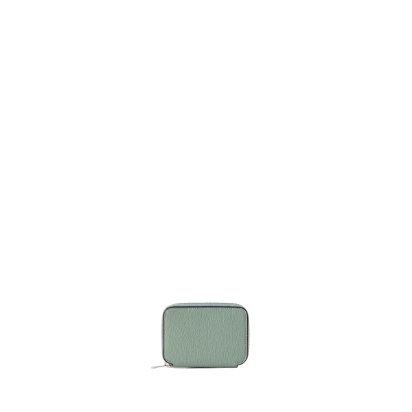 Valextra Card Holder Zip Around in Eucalyptus Green | Wallets & Purses | Coveti