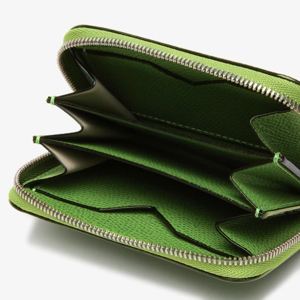 Valextra Card Holder Zip Around in Grass Green | Wallets & Purses | Coveti