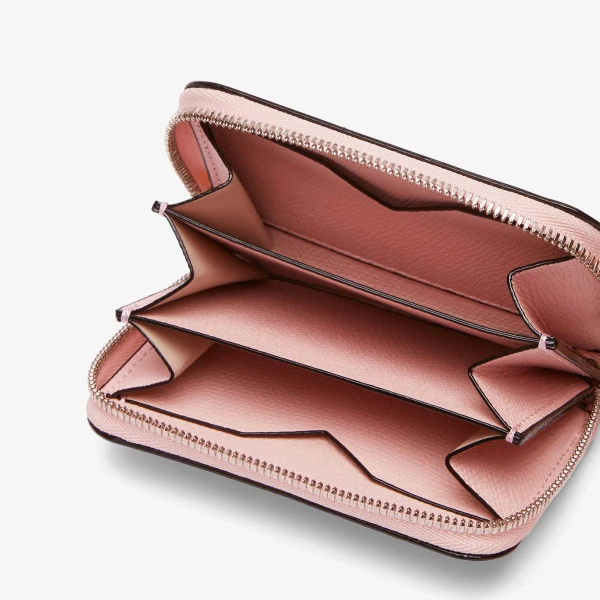 Valextra Card Holder Zip Around in Peony Pink | Wallets & Purses | Coveti
