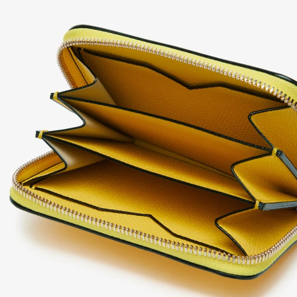Valextra Card Holder Zip Around in Yellow | Wallets & Purses | Coveti