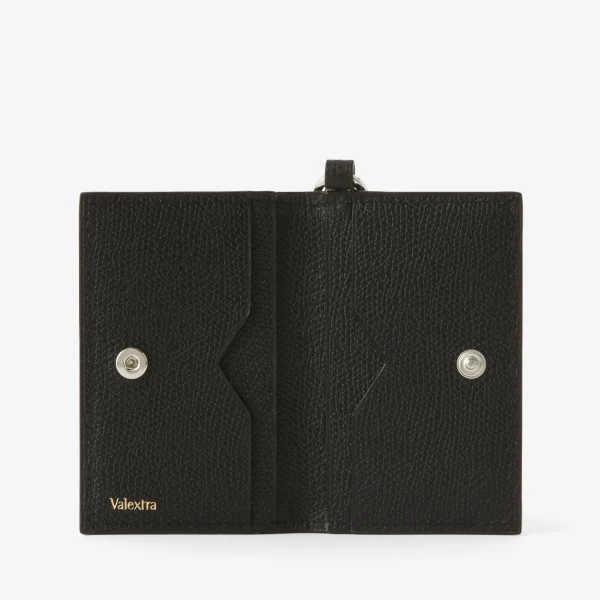 Valextra Card Holder with Lanyard in Black | Wallets & Purses | Coveti