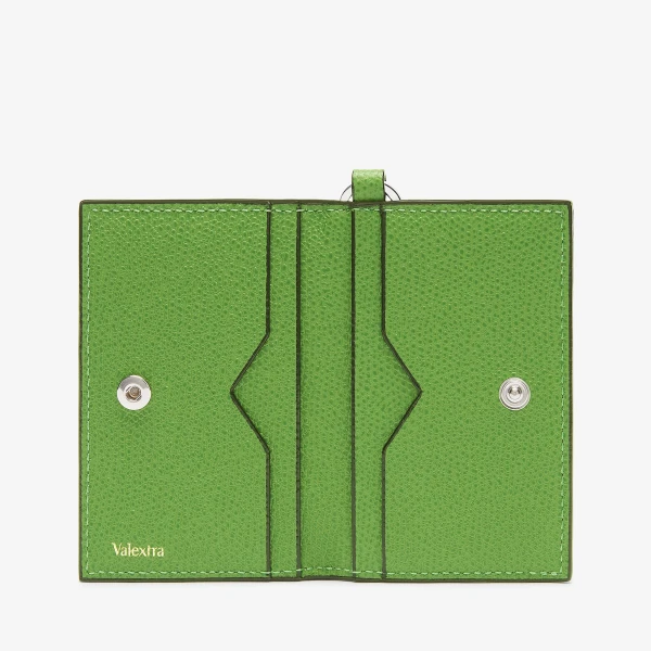 Valextra Card Holder with Lanyard in Grass Green | Wallets & Purses | Coveti