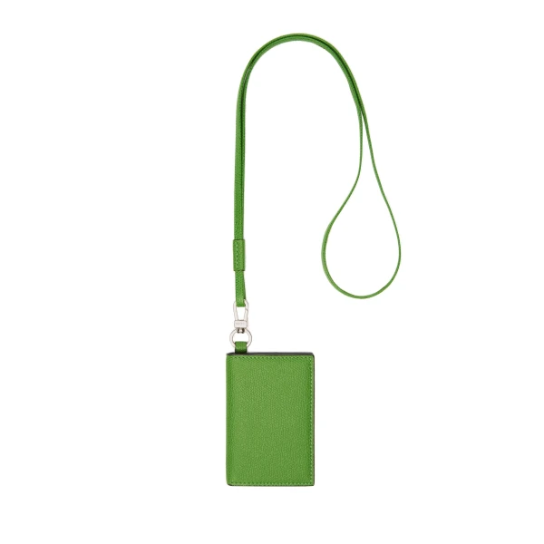 Valextra Card Holder with Lanyard in Grass Green | Wallets & Purses | Coveti