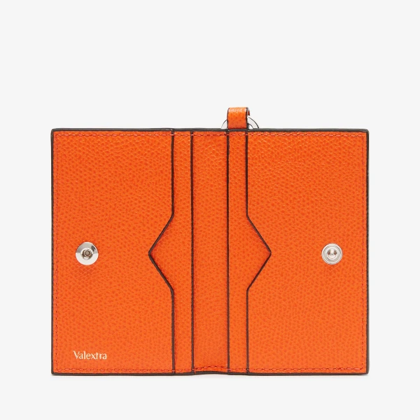 Valextra Card Holder with Lanyard in Lobster Red | Wallets & Purses | Coveti