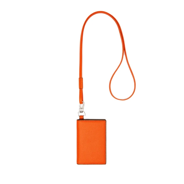 Card Holder with Lanyard in Lobster Red