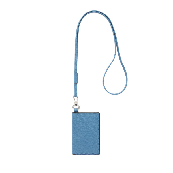 Valextra Card Holder with Lanyard in Nebula Blue | Wallets & Purses | Coveti