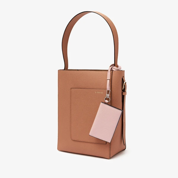 Valextra Card Holder with Lanyard in Peony Pink | Wallets & Purses | Coveti