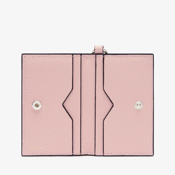 Valextra Card Holder with Lanyard in Peony Pink | Wallets & Purses | Coveti